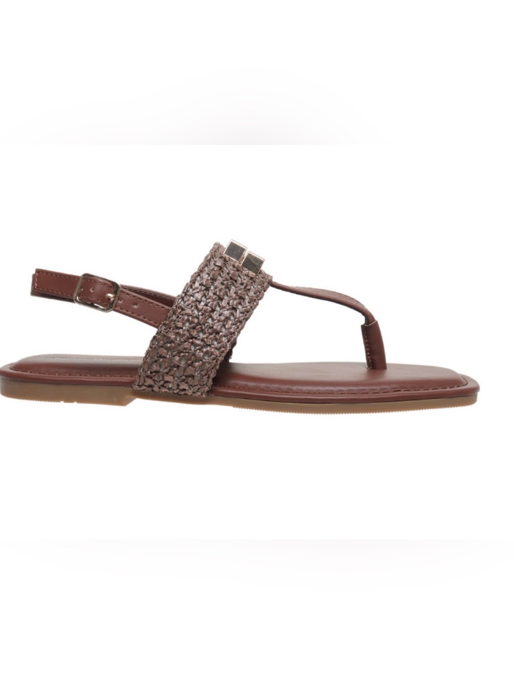 Pierre Dumas Brown Woven T-Strap Sandals